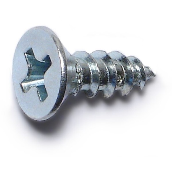 Midwest Fastener Wood Screw, #8, 1/2 in, Zinc Plated Steel Flat Head Phillips Drive, 80 PK 62761